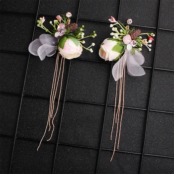 Miallo 2019 Modna Poroko Simulacije Cvetje Uhani Nosorogovo Poročne Umetno Cvetje Roza Spusti Uhani za Nevesto