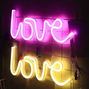 Moda Neonskih Luči LED Srce Ljubezni Obliko Spovedi valentinov Predlog svate, Dekoracijo Nočna Lučka za Baterijo, USB Pogon