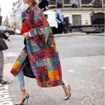 Moda ulica trenchcoats jesen in zimo, Evropske in Ameriške trende natisnjeni sežgati rokavi ženske dolg plašč