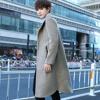 Moda za Jesen Zimo Moških Dolg Plašč Slim Design Moških Business Casual Windbreaker Velikost L XL XXL XXXL Čiste Barve Moških Jarek Coats