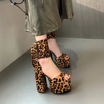 MORAZORA 2020 gladiator sandali ženske stranka, Nočni Klub, Čevlje Evropski Stil leopard seksi super visoke pete platformo sandali ženske