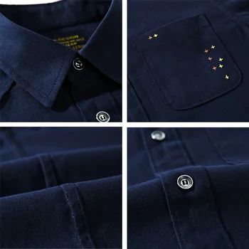 Moški Priložnostne Srajco Vojaške Majica Dolg Rokav Bombaž Obleko Visoka Kakovost Modnih Socialne Majica Star Design Multi Žep Podjetja