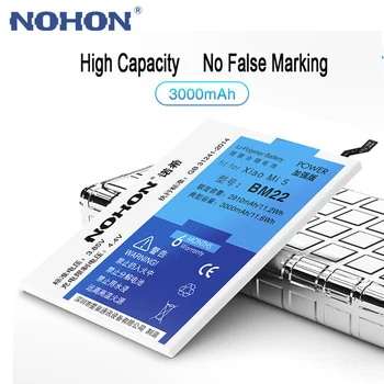 NOHON Original BM22 Baterija Za Xiaomi Mi5 Mi 5 3000mAh z Visoko Zmogljivostjo BM 22 Telefona, Baterije, trgovina na Drobno Paket Brezplačnih Orodij, ki so Na Zalogi
