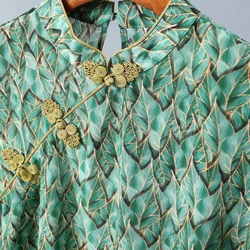 Novo Tiskane svile, dolg rokav srajco ovratnik ženski gumb po svileno bluzo 2020 pomlad temperament ženske s oblačila