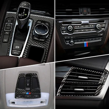 Ogljikovih Vlaken Za BMW X5 X6 F15 F16 Avto Prestavljanje klimatska Naprava Vtičnico CD Plošča Okvir Okrasni Pokrov Trim Nalepke za dodatno Opremo