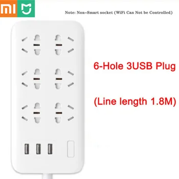 Original Xiaomi Mijia Smart Power Trak 3 2A Hitro Polnjenje Vrata USB + 3 Vtičnice Xiaomi Xiaom MI Pametni Dom Črna S Adapter
