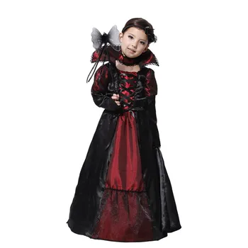 Otrok, Otroci, Dekleta, Gothic Vampira Vampir Kostum Deluxe Viktorijanski Vampiress Halloween Kostumi Pustni Zabavi Maskiranje