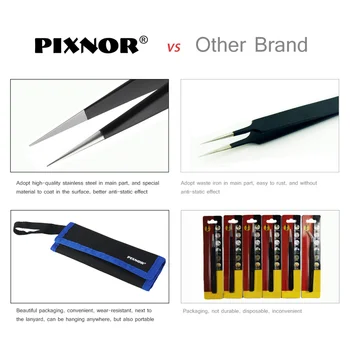 PIXNOR 9pcs Premium Anti-statični ESD iz Nerjavečega Jekla Pinceta Komplet z ohišjem za Elektroniko / Nakit-making / Laboratorijsko Delo /