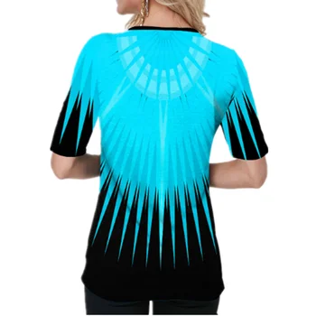 Plus Velikost 3D Tiskanje majice s kratkimi rokavi Ženske Pol Rokav Priložnostne Krog Vratu Ulične Ženski Bohemian Tiskanja Ombre T shirt Femme S-5XL