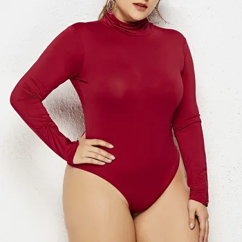 Plus velikost xxxxxxl Obleka za Ženske Seksi Bodycon Suh Telo Obleko Turtleneck Dolg Rokav Playsuit trdna Romper Jumpsuits