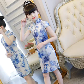 Poletje obleko Otroci Cheongsam Obleko Kitajski Dekle Obleko Princese Rojstni dan Obleko Otroci Oblačila vestido chines nov prihod