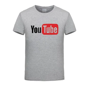 Poletje Youtubov Logotip, Tiskanje Moških Tshirts Moške Bombažne majice svoboden velike kodo moda prosti čas, Majice s kratkimi rokavi