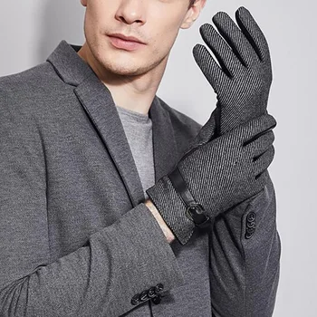 Pravega Usnja rokavice za moške zimske volne sponko pasu proge plus žamet debele ovčje kože rokavice, kolesarske vožnje tople rokavice E90
