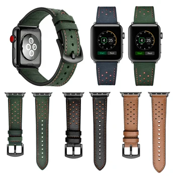Pravega Usnja Watchband Za Apple gledati Serije 5 44 mm 40 mm Trak Trak za iWatch 4 3 2 1 42mm 38 mm Zapestnica Manžeta