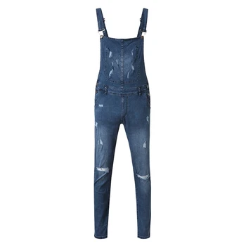 Priljubljenih Moške Jeans Jumpsuits Sprostitev Britanski stil Stiski Traper hlače z Oprsnikom Kombinezon Za Človeka Suspender Splošno Hlače
