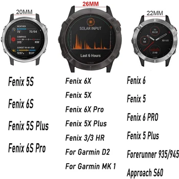 Quick Fit Pravega Usnja Watchband 20/22/26 mm Za Garmin Fenix 6X Pro/5X Plus/6S/5S/6/5/3 HR/MK1 Zamenjava Watch Pasu Trak