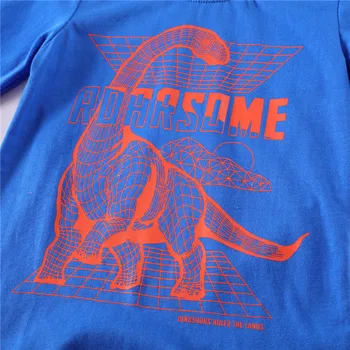 SAILEROAD 2020 Jeseni Fant T-Majica z Dolgimi Rokavi 2-7Years Dinozaver Majica za Chidren Fant Natisnjeni Bluzo Moda za Fante T-S