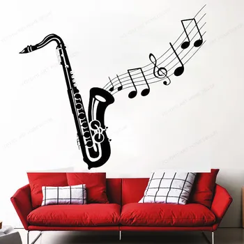 Saksofon stenske nalepke, vinilne Glasbene Beležke vinilna Glasbe Stenski Dekor Glasbeni Instrument Wall art zidana HJ630