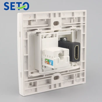 SeTo 86 Tip Gigabitni Omrežni priključek RJ45 Cat6 + HDMI Priključek Zid Plošča Socket Keystone Faceplate