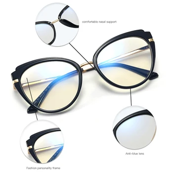 SHAUNA Retro Anti Modra Svetloba Mačka Oči Ženske Optična Očala Okvir Modni Pomladni Tečaj TR90 Moških Očal Okvir Računalnik Očala