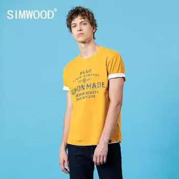 SIMWOOD 2020 poletje nove pisane črke natisni t-shirt moda vrhovi bombaž tees plus velikost dihanje blagovno znamko oblačil SJ130415