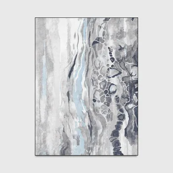 Sodoben Nordijski modra siva povzetek preprogo umetnosti morsko vodo, dnevna soba s kavčem dekoracijo non-slip tapis spalnica postelji preprogo talna obloga