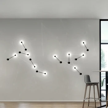 Sodobno minimalistično črno pobarvane notranje stenske svetilke Nordijska ustvarjalne DIY kombinacija Big Kutlača koridor dekoracijo LED osvetlitev