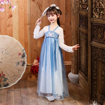 Starodavni Kitajski Tradicionalni Kostum Hanfu Otrok Poletje Novo Srčkan Svoboden Vezenje Dekle Pravljice Obleke Stranka Fazi Obleko