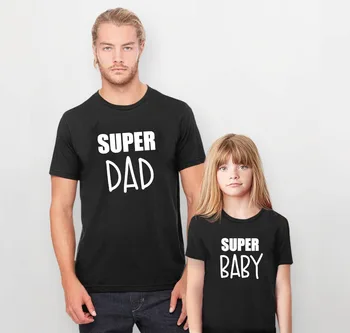 Super Oče in Super Baby Družino Ujemanje Oblačila Najboljši Prijatelj Tshirt Pismo Natisnjeno T Shirt Družino Pogled Sina Oče, Hči Ujemanje