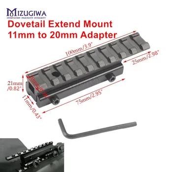 Taktično Povezavi Področje uporabe Razširi Mount 11 mm do 20 mm Picatinny Železniškega Weaver Ac Odcepa Gori Puško, Pištolo Airsoft, Lov Caza