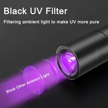 TOPCOM USB za Polnjenje UV Svetilko 365nm UV Svetlobo 3W Ultravijolično LED Luč S Črno Filter za Objektiv Denar Pet Urina Odkrivanje