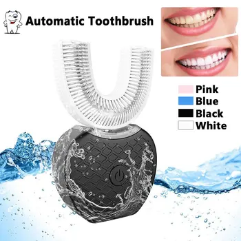 U Tip Samodejnega Električna zobna ščetka 4 Načini 360 Stopinj Inteligentni Zobno Ščetko USB Polnjenje Zob Zob Modra Svetloba
