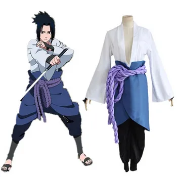 Uchiha Sasuke cosplay kostum anime Naruto Shippuden tretje Generacije Oblačila halloween Party (Blazer+hlače+Pas vrv+handguard