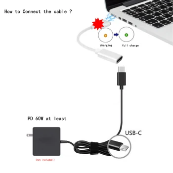 USB Tip C C Femal, da Magsaf* 1/2 Kabel Kabel Adapter za Apple MacBook Air/Pro 45W 60 W 85W 12/13/15