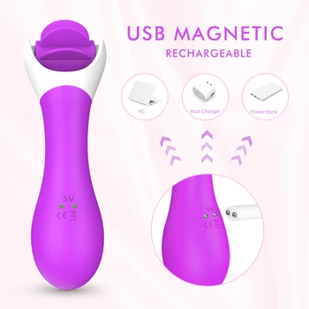 Ustni Obračanje Klitoris Stimulator G Spot Vibrator za ponovno Polnjenje Dvojno Motornih Jezika Vibrator Adult Sex Igrača za Ženske Intimno Blaga