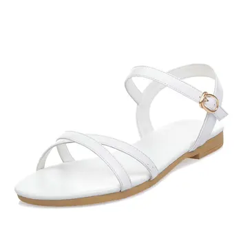 Velika Velikost 33-46 2020 novih pridejo ženske sandale preprost sponke poletni čevlji pravega usnja dame udobno stanovanje sandali