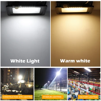 Vodoodporna LED Ulične Luči 10W-100W Nastavljiv Žaromet 220V S PIR Senzor Gibanja na Prostem Pozornosti Za Vrtna Ulica