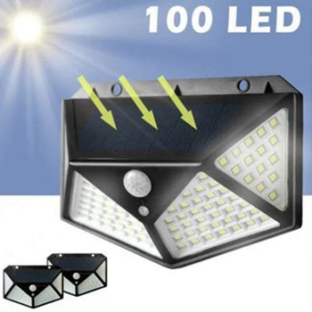 VONGFONG 100 LED Sončne Svetlobe Pogon na Sončno svetlobo na Prostem Sončne Svetilke Vodotesne PIR Senzor Gibanja Ulici Luči za Vrt Dekoracijo