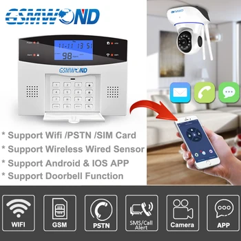 WiFi PSTN GSM Alarmni Sistem, Komplet za Dom, Alarmni Sistem 433MHz Brezžično in Žično Alarmi Gostiteljice Odprtih Vrat Senzor Alarmi APLIKACIJE Tipkovnice Zaslon