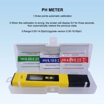 Yieryi Nove Prišel prinaša dobička PH Meter 0-16.00 ph 3 in ph pufra moč Pero Test Akvarij Bazen z Vodo za Vino Urina Pridejo Z Plastično Ohišje