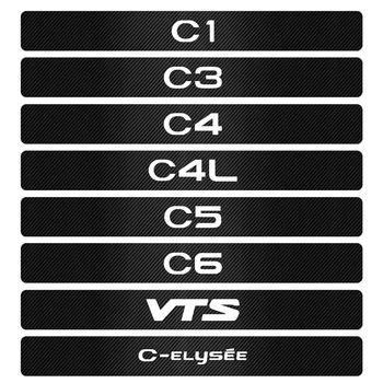 Za Citroen C1 C3 C4 C4L C5 C6 VTS C-ELYSEE Car Dekoracija dodatna Oprema 4Pcs 3D Ogljikovih Vlaken Vrata Avtomobila Polico Zaščitnik Nalepka