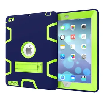 Za iPad2 iPad3 iPad4 Otroci Varno Težka Hibridni Silikonski Trdi Oklep Cover Za iPad 4 3 2 Polno Telo Patron Tablet Stojalo Primeru