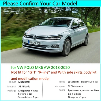 Za VW Volkswagen Polo MK6 AW 2018 2019 2020 Blatniki Mudflap Fender Blato Zavihki Opno Blatni Splash Spredaj Zadaj Avto Dodatki