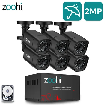Zoohi CCTV kamer 6CH 720P/1080P AHD varnostne Kamere, DVR Kit CCTV nepremočljiva Prostem home Video nadzorni Sistem HDD