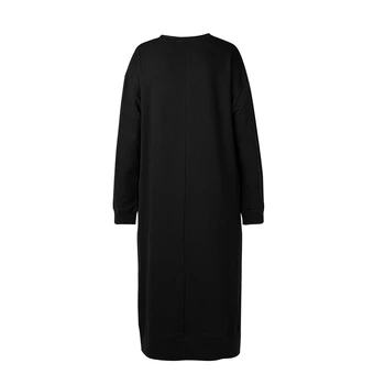 Črno Siva Dolgo francoski Obleke Za Ženske Bombaža, Plus Velikost 7xl 6xl 5xl 4xl 3xl Xxl Velik obseg Priložnostne Svoboden Maxi Obleka Z Žepi