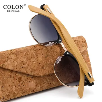 Ženska Bambusa Vintage sončna Očala Lesene Noge sončna Očala za Moške Pol Kovinski Okvir Modni Trend UV400 Očala Gafas De Sol