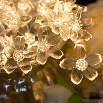 10/20/30/50M Češnje Cvetovi Pravljice Luči Garland LED Cvet Niz Luči Za Božično Drevo Poroko Notranja Zunanja Dekoracija