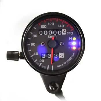 12V Motocikel prevožene poti merilnik Hitrosti merilnik vrtljajev Speedo Meter LED Indikator merilnik Hitrosti Za motorno kolo Honda Cafe Racer