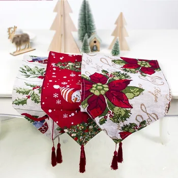 180*34 cm Novega Božič Poliester Namizni Tekač Snežaka Cvet Tabela Zastavo, Božični Okraski Za Dom Prtom Stranka Dobave