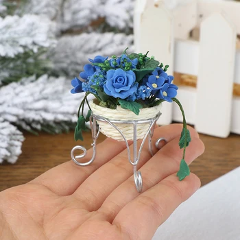 1pc 1:12 Lutka Hiša Miniaturne Rože Mini lončnica Cvetje Pot Lutke Dekor Bonsaj Model Pravljice Vrt Ornament NOVA